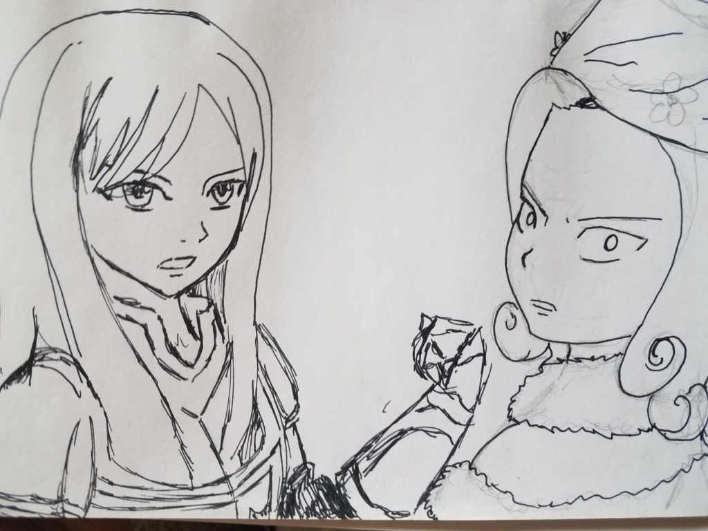 Erza and Juvia line art fairy tale fan art